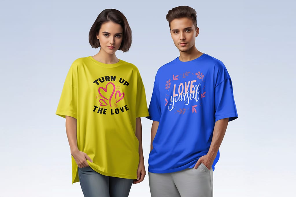 Free T-Shirt Mockup PSD - Couple Edition Preview