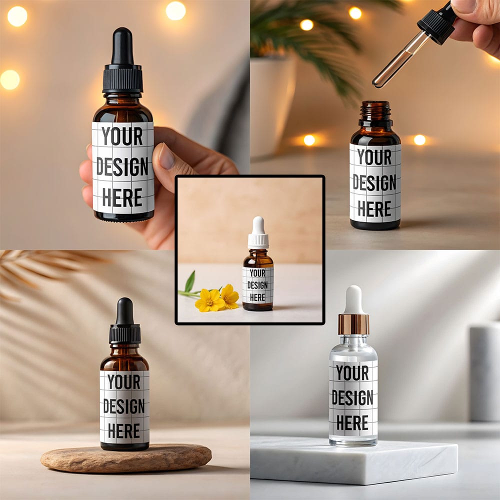 5 dropper bottle mockup free download psd file