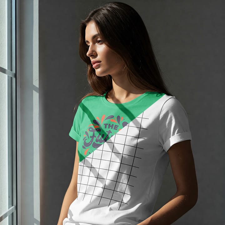 Free T-Shirt Mockup PSD Files – Minimalist T-shirt mockup with customizable background and smart object layer.
